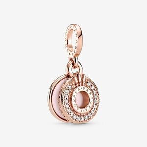 Pandora Crown O Pink Enamel Double Dangle Charm